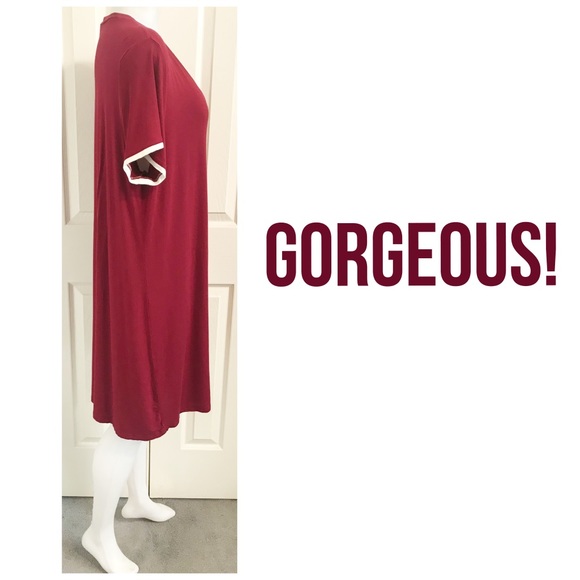 EKOUAER, NWOT- Long Burgundy Pajama Shirt - Picture 3 of 6